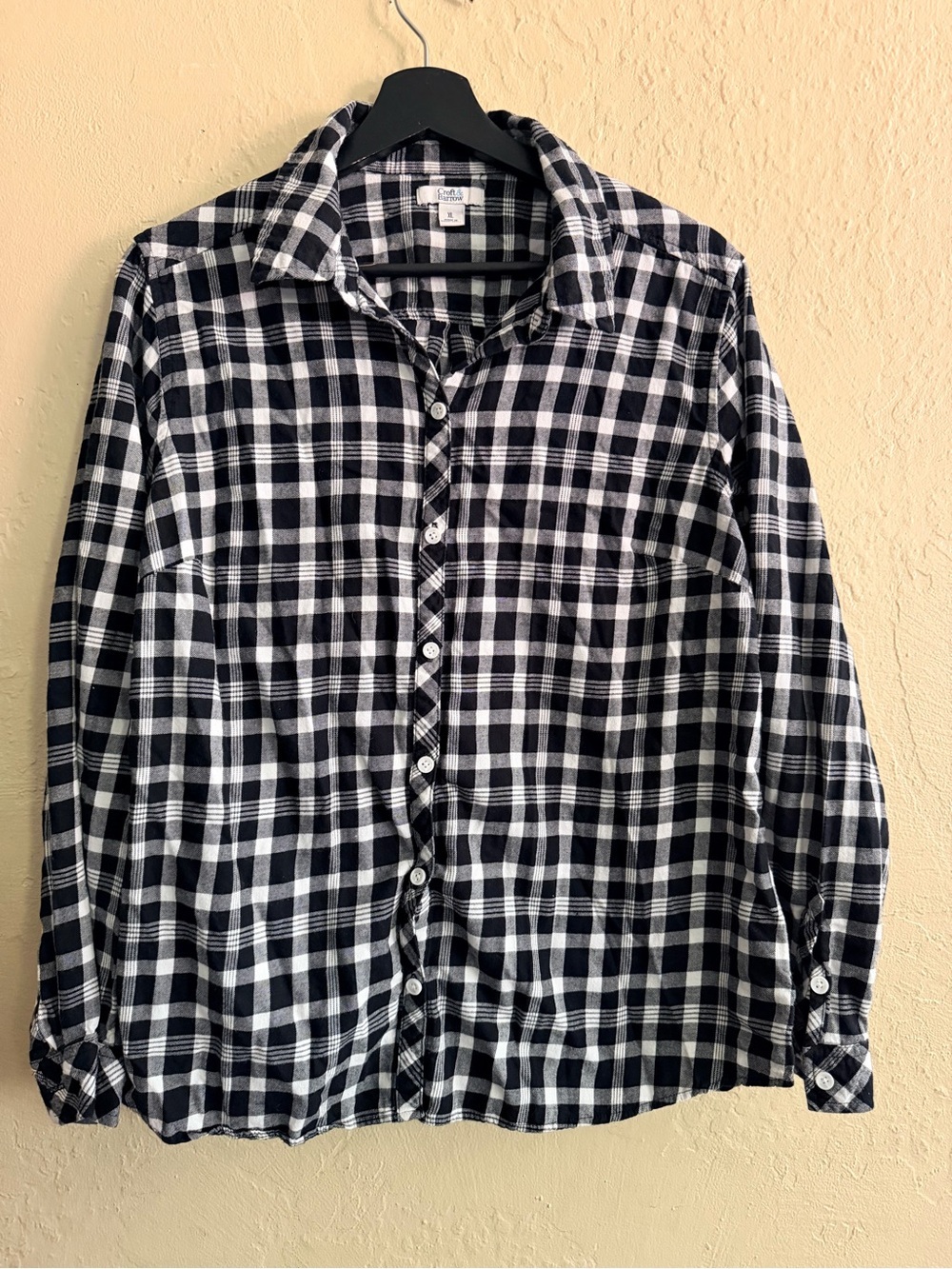 croft & barrow Black and White Plaid Button-Front Shirt